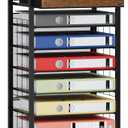 SWTYMIKI 9-Tier Rolling File Cart - Paper Organizer with Drawer and Trays, Wood Desk Office Organizer, Office Organization and Binder Storage for Workspace, Home, School, Espresso