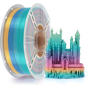 Kingroon Rainbow Filament 3D Printer Filament Color Changing 1kg Dimensional Accuracy 0.03mm,Gradually Random Quickly,Fit Most 3D Printers