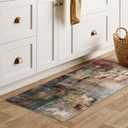 Lahome Modern Abstract Bathroom Runner Rug, 2x4.3 Red Entryway Carpet Runner Rugs with Rubber Backing, Soft Washable Non Slip Laundry Room Rugs and Mats for Bedroom Door Foyer Kitchen Hallway