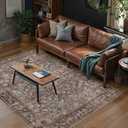 HUGEAR 4x6 Machine Washable Rugs Tradition Brown Hallway Area Rug Indoor Accent Rug Floral Low Pile Carpet Soft Throw Rug Bedroom Living Room Office Dining Room Kitchen Laundry Room Non Slip