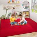 Amearea Modern Area Rugs for Bedroom Living Room, 4x6 Feet Red Thickened Memory Foam Rug, Fluffy Indoor Washable Rugs Non Slip Minimalist Carpet for Kids Boys Girls Dorm Nursery Room Decor