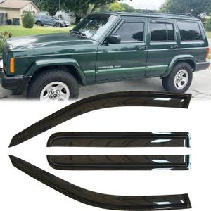 4pcs Original Shatterproof Side Window Wind Deflectors for 1984-2001 Jeep Cherokee(4-Door,Excludes Limited Model),Outside Mount Rain Guards Set,Nice Looking Window Visors for Cars,Vent Deflector 94212