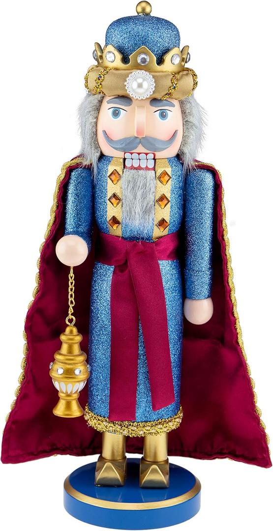 Nutcracker Figures of 15" Christmas Decorative, Nutcracker Puppet Wooden Pure Hand-Painted Nutcracker, Festive Collectible Puppet Toy Kids Gifts Christmas Decorations