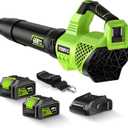 Leaf Blower Cordless, 650CFM Electric Leaf Blowers with 2 x 5.2Ah Batteries and Charger, 3 Speed Modes, 1 x Adjustable Shoulder Strap, Powerful Blowers for Lawn Care, Patio, Dust, Blowing Leaves, Green