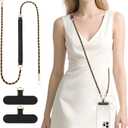 Dadanism Universal Phone Lanyard, Metal Cellphone Chain Crossbody, Anti-Theft Cross Body Phone Strap for iPhone 16, 15 and Most Smartphones, Cellphone Charm for Women Girls, Black & Gold