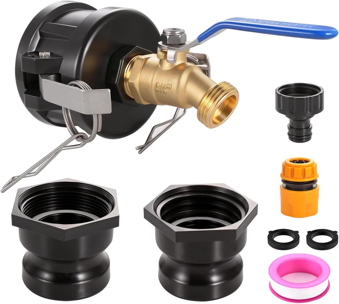 Ceaeso IBC Tote Hose Adapter, 2" Camlock Adapter for 275-330 Gallon IBC Tote Tank with 2 Size Cam Groove Fittings (2" Coarse and 2" Fine), Camlock Fittings to 3/4" Garden Hose Male Thread