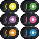 Set of 10, Vinyl Record Paper Placemats Rock and Roll Disposable Place Mats Vintage Musical Round Table Mats for Retro Groovy 1950s Disco Party Dinner Table Setting, Purple