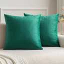 MIULEE Pack of 2 Velvet Soft Solid Decorative Square Throw Pillow Covers Christmas Cushion Case for Spring Couch Sofa Bedroom Car 16x16 Inch 40x40 cm Green