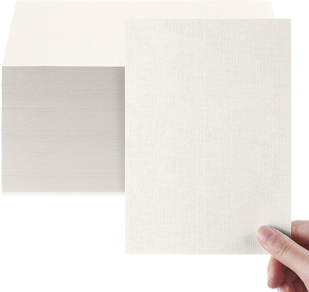Geosar 200 Sheet Linen Cardstock 5 x 7 Invitation Cardstock Heavyweight Printer Paper 92lb 250gsm Index Cards for Printer Cover Postcards Blank Flash Note Greeting (Beige)