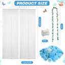 63 Pcs Flower Garland for Backdrop 2pcs 9.84 x 4.92 ft White Tulle Backdrop 1pc 7.55 ft Artificial Rose Vine 60 Fake Floral for Wedding Bridal Baby Shower Birthday Party Home Decor(Blue)