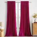 Hot Pink Velvet Curtains 84 inches: Living Room Luxury Room Darkening Curtain - Fuchsia Elegant Bedroom Thermal Insulated Modern Heavy Thick Soft Soundproof Rod Pocket Window Drapes Set of 2 Panels