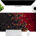 Red and Black Gaming Mouse Pad for Desk, Fluid Abstract Art Desk mat Extended Large Desk Pad XL Mouse pad for Home or Office Computer Laptop 31.5 X 15.7 inch (Red and Black Art)