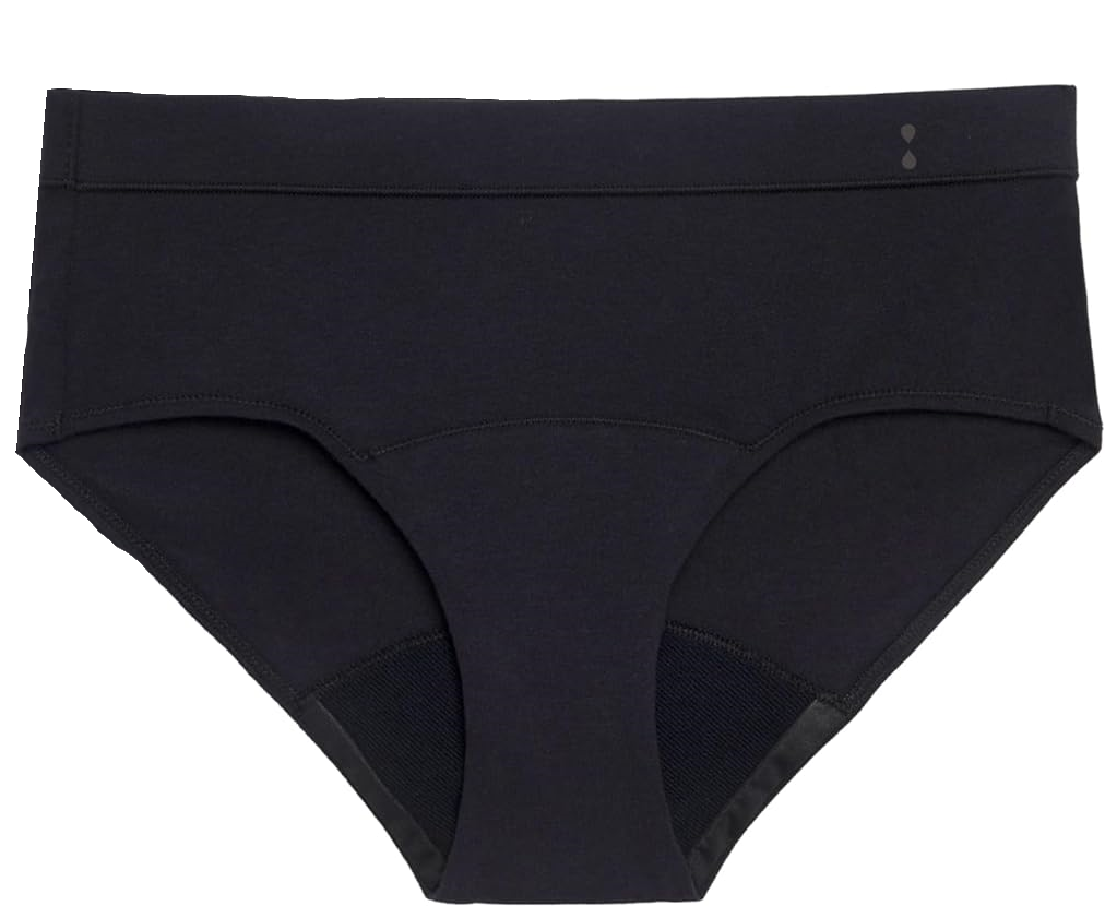 Thinx for All Period Underwear, Everyday Comfort Brief, Holds Up to 12 Regular Tampons*, Period Panties, Leakproof, Reusable & Controls Odor, Black + Storm with Lace, 1 Pack, M