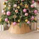 GRANNY SAYS Tree Collar for 4-7.5 ft Tree, Christmas Wicker Tree Collar, 22" D Christmas Tree Stand for Champagne Tree, Beautiful Tree Skirts, Basket for Bottom of Christmas Tree, Nature