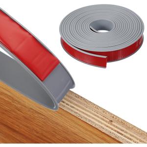 MECCANIXITY TPE U-Shape Edge Banding Self Adhesive Flexible Veneer Edging Trim 1-1/4 Inch x 20ft Furniture Edge Protector for Shelf Cabinet Table Repair Restoration (Gray)