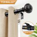 TONIAL 2 Pack Black Curtain Rod 32 to 60 Inches, 7/8 Adjustable Curtain Rods for Windows 20 to 54 Inches, Splicing Drapery Rods Heavy Duty with Netted Texture Finials