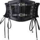 Clyralisa Women's Elastic Corset Belt Sides Lace-up Under bust Wide Costume Belts for Women L