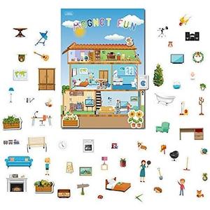 Magnetic Portable Playboard Doll House Family Magnets for Todder Kids Perfect Preschool Learning Travel Toy (65 Pcs)