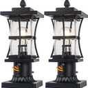 2 Packs Dusk to Dawn Outdoor Post Light Fixture with Pier Mount Base - Black Outdoor Pole Lighting, Waterproof Pillar Lantern, Modern Outside Column with Seeded Glass for Pathway, Garden, Patio
