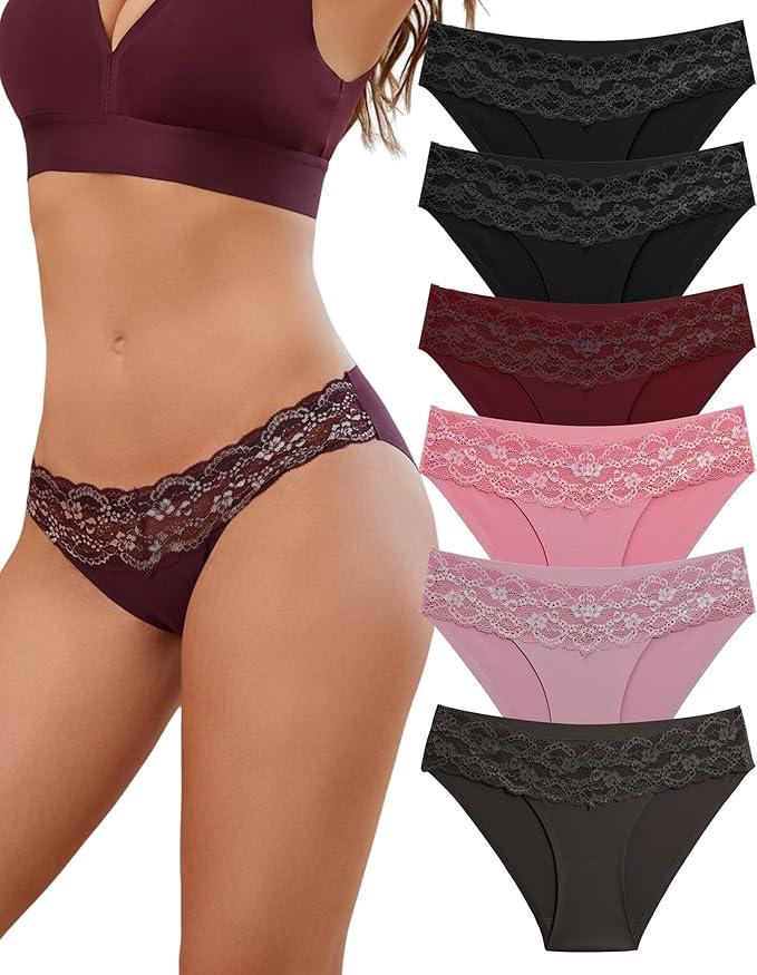 BeReady 6 Pack Women's High Waist Seamless High Waist Underwear, Size L