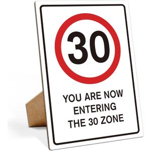 Race Car 30th Birthday Decorations for Men, 8x11 Wooden Sign with Stand, Room Decor F1 Fast Birthday Decor