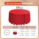 10 Pack Round Tablecloths - 120 Inch Red Polyester Cover for Round Tables, Stain and Wrinkle Resistant Washable Fabric Cloth for Wedding Banquet Parties
