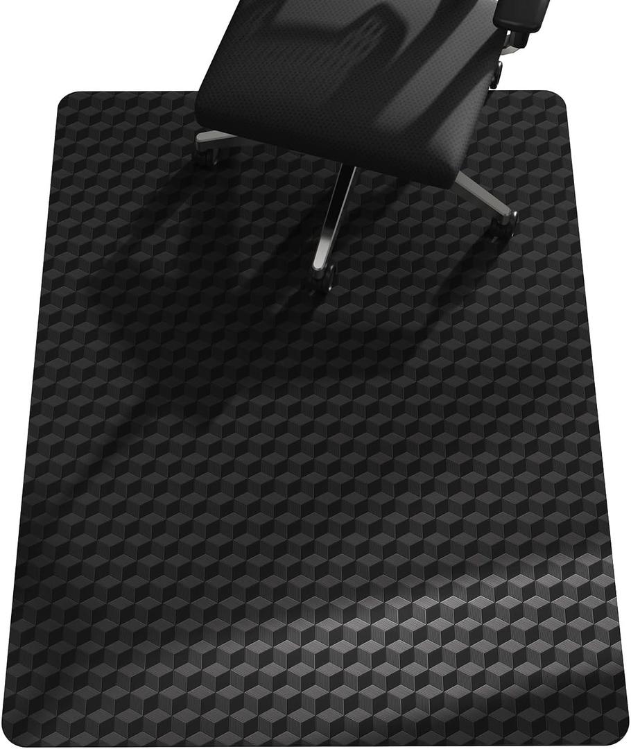 SALLOUS Chair Mat for Carpet 36" x 48" - 3D Geometric Chair Mat for Carpeted Floors, Heavy-Duty Carpet Protector Computer Desk Mat with Grips, Non-Slip Vinyl Floor Mat for Home Office, Black
