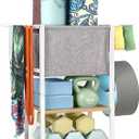 Weight Rack Dumbbell Rack Garage Storage Organization Garage Shelving Yoga Mat Storage Rack Home Gym Equipment Workout Equipment Storage Organizer Yoga Mat Holder Gym Essentials Women Men Fitness, white, 12"D x 15"W x 31.5"H
