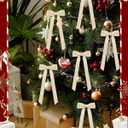 12 Pcs Velvet Ribbon Bows Decorations,White Christmas Ornaments for Tree Home Thanksgiving Party Front Door Wreath Holiday Decor