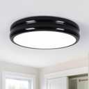 Modern LED Flush Mount Ceiling Light,Black 11.8 inch Round Ceiling Lighting Fixtures,4000K Ceiling Lamp for Kitchen Hallway Laundry Room Entryway (Not Dimmable)