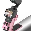 AMAZEAR Magnetic Mount Stand Compatible with DJI Osmo Pocket 3, Upgraded Pocket3 Accessories Adapter Clamp Magnet Suction Case Holder on Desktop, Vertical Surface, 180 Adjustable Handle, Pink