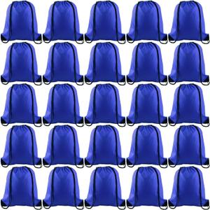 KUUQA 25Pcs Drawstring Backpack Bags String Backpack Sport Bag Sack Cinch Tote Gym Backpack Bulk for Gym Sport Traveling,Royal Blue