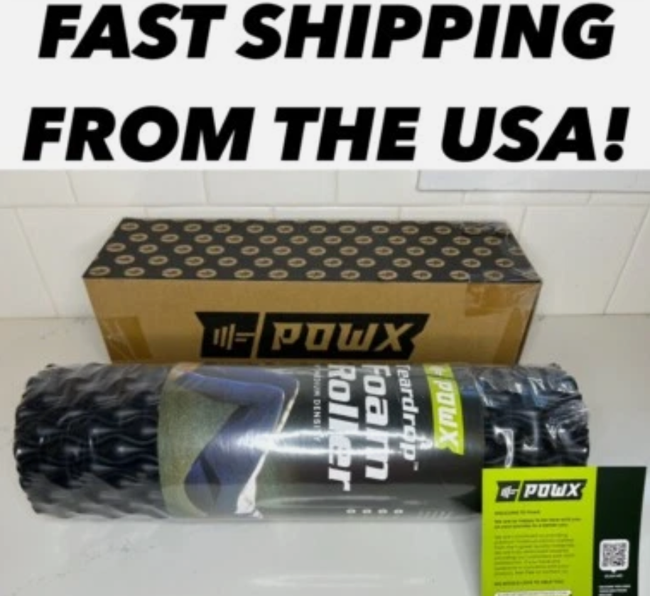 PowX - Textured Foam Roller for Muscle Massage HIGH-DENSITY 18" x 5.5" - Black