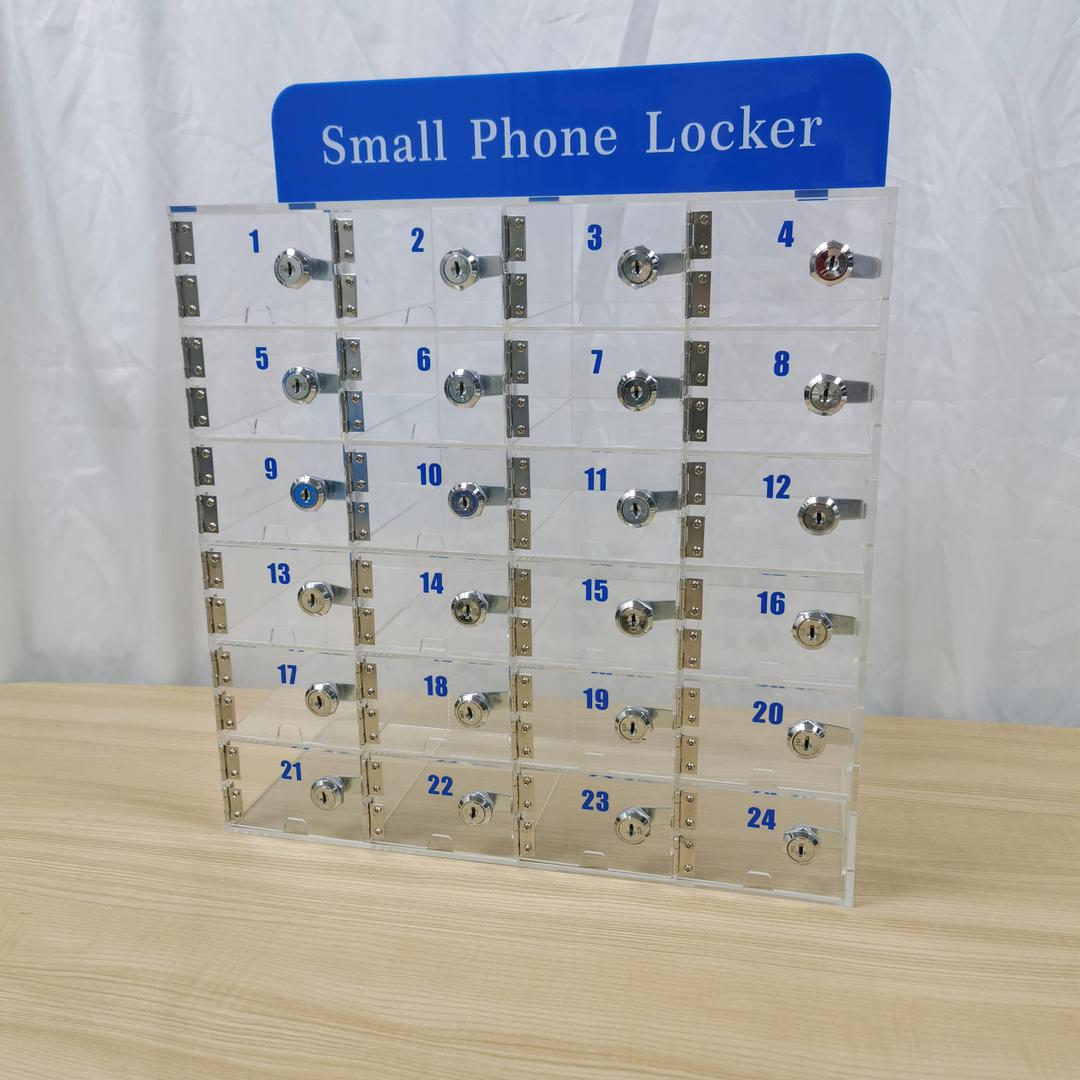 Clear 24 slots Clear Cell Phones Storage Locker Box Cell Phone Organizer Cabinet for Classroom Office,Shool,Office