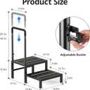 2 Step Stool with Handle, Heavy Duty Step Stool for Elderly and Adults, Adjustable Handrail with Non-Slip Platform, Bedside Steps for High Beds, Kitchen and Bathroom