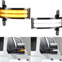 ROCCS Flashing Turn Signal Lights White DRL LED Side Tow Mirror Marker Light competible with Chevy Silverado GMC Sierra 2014-2019 OEM ONLY, Smoke Lens