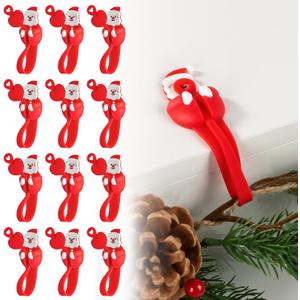 12 Pcs Christmas Garland Hooks Garland Hanger for Mantle Xmas Stocking Holder Silicone Adhesive Straps Ties for Wreath Door Frame - Red Santa Claus