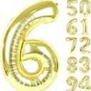 Champagne Gold 6 Balloon, Number Balloons 40 Inch, Light Gold 6th Balloons for Birthday Decorations, Light Gold Party Supplies 6 Birthday Balloon, Number 6 Balloon