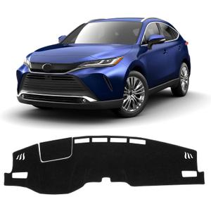 KUST Black Dash Cover for Toyota Venza 2021 2022 2023 2024 (LE, XLE, Limited) Left Hand Driving Polyester Dashboard Cover Non-Slip Center Console Dash Cover Sunshade Windshield No Glare