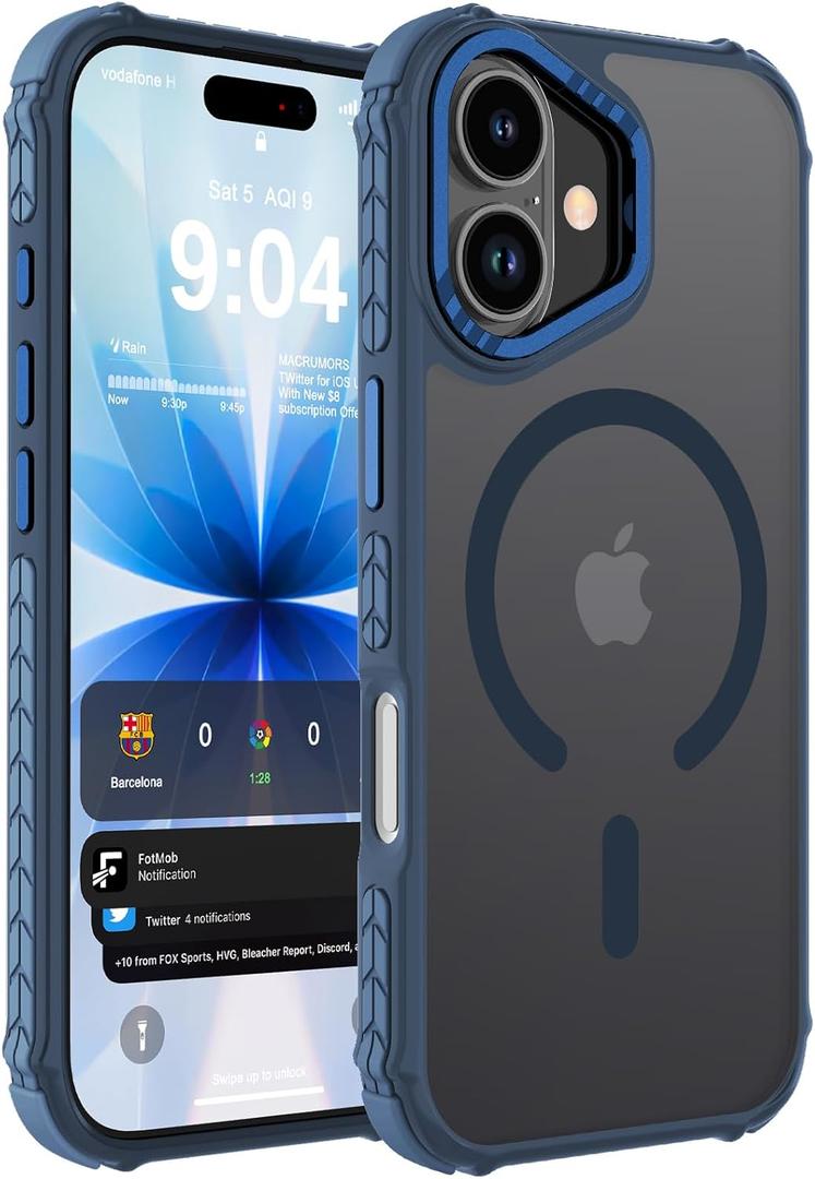 DEERLAMN Strong Magnetic Case for iPhone 17 6.3-Inch,[Compatible with Magsafe][Military Grade Drop Protection] Translucent Matte Shockproof Protective Phone Cover-Frosted Blue