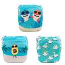 ALVABABY Large Swim Diapers 3pcs Baby & Toddler Snap One Size Reusable Adjustable Baby Gifts Baby Boy 3SWY36 (Small, Shark Brother$swan$avocado)
