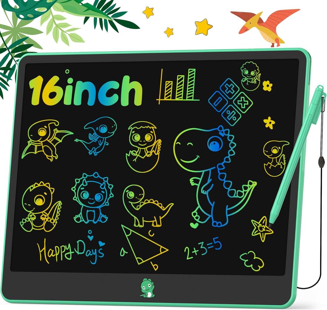 Hockvill LCD Writing Tablet for Kids, 16Inch Toys for Girls Boys Drawing Pad for 3 4 5 6 7 Year Old Kid, Toddler Doodle Board Christmas Birthday for Children Easter Basket Stuffer for Kids (Green)