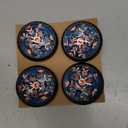 4 Pack Norwegian Rosemaling Folk Style Blue Flower Cabinet Knobs Round Drawer Pulls Black Dresser Knob Cupboard Door Handles Hardware for Kitchen Bathroom Cabinets