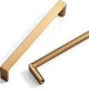 10 Pack Brushed Brass Cabinet Pulls 5-inch(128mm) Hole Center Kitchen Cabient Hardware Gold Cabinet Handles Drawer Pulls,Cabinet Pulls,Cupboards, Dressers and Square Solid Metal Hardware