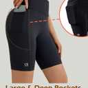 8" Women's Biker Shorts with Pockets, Tummy Control Spandex Exercise Shorts for Yoga,Workout,Running (Black, L)