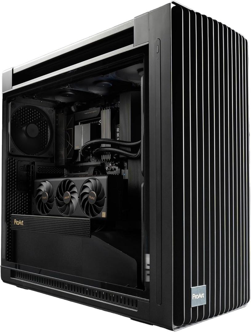 ASUS ProArt PA602 E-ATX PC Case 420mm Radiator Support, Dual 200mm Built-in Fans, Front Panel IR dust Indicator, Power Lock Latch, Tool-Less PCIe mounting & GPU Holder, 20Gbps USB-C Front I/O