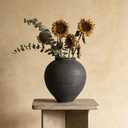 Large Black Vase, 11.8“ Matte Black Round Ceramic Vase, Wide Mouth Pottery Vase for Living Room, Entryway, Table Centerpieces, Shelf Decor
