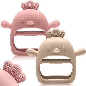 2 Pack Baby Teething Toys for 0-6 6-12 Months, Never Drop Infant Teether Teething Mitten Toys for 0 3 6 9 12 Months, Newborn Soothing Teething Toy Gifts for 1 One Year Old Baby Boys Girls