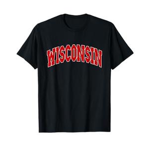 Wisconsin - Throwback Design - Classic T-Shirt Medium, Youth, Black
