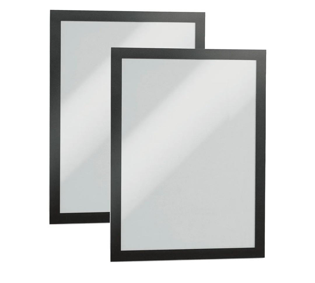 Durable Duraframe Self-Adhesive Magnetic Frame Black - Letter Size 12x10" - Document Frame For Internal Signage - Self-Adhesive Attachment - Pack of 6